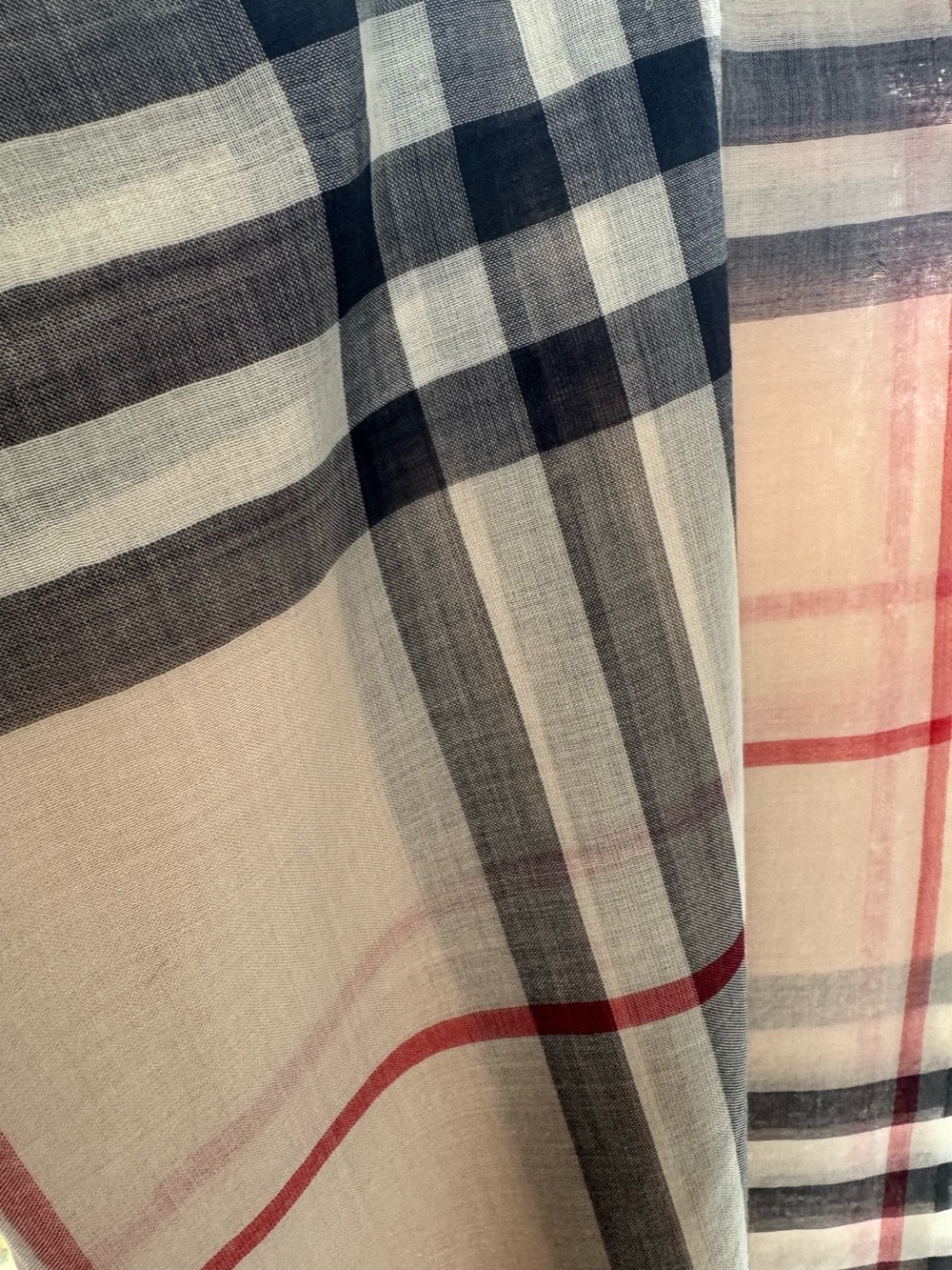 Auth Burberry Gauze scarf beige tan giant check wool silk sheer - Picture 9 of 9